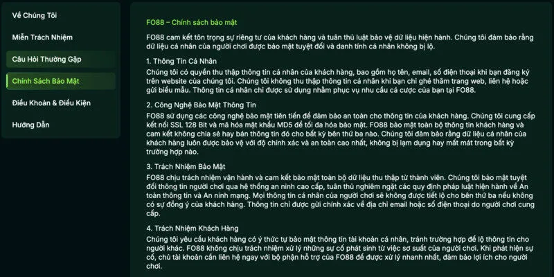 Chính sách bảo mật đặc biệt dành cho tài khoản người chơi